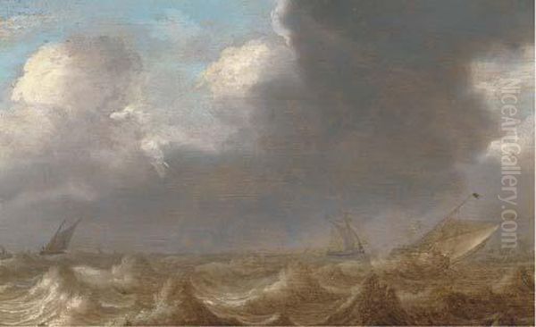 Shipping In A Squall Oil Painting by Jan Porcellis