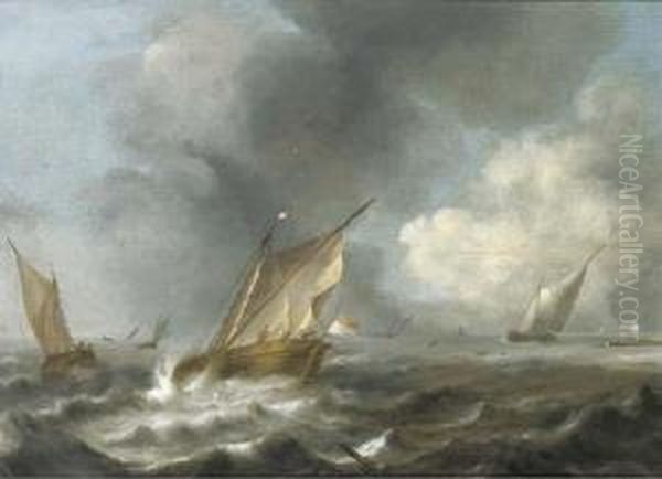 Shipping Off A Coast With A Storm Approaching Oil Painting by Jan Porcellis