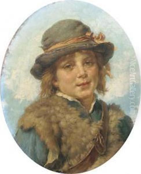 A Shepherd Boy Oil Painting by Josep Serra Porson