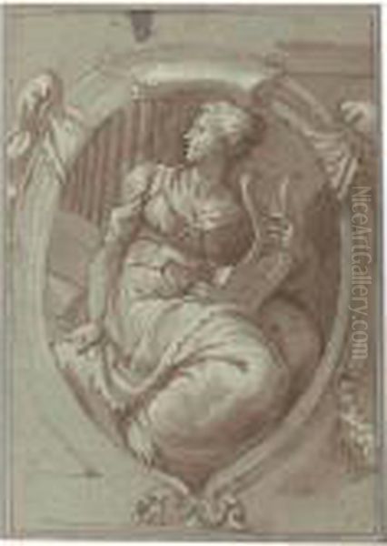 Design For A Decorative Panel With An Allegorical Figure Of Music Oil Painting by Giuseppe Salviati