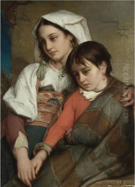 Sisters Oil Painting by Jean-Francois Portaels