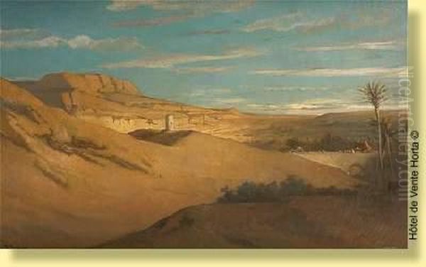 L'entree Au Desert, Environs Du Caire Oil Painting by Jean-Francois Portaels