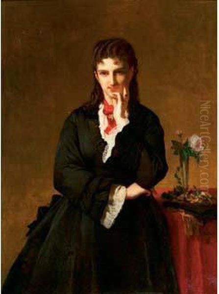 Jeune Femme Mutine Oil Painting by Jean-Francois Portaels