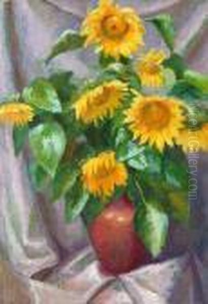 Sunflowers Oil Painting by Frederick J. Porter