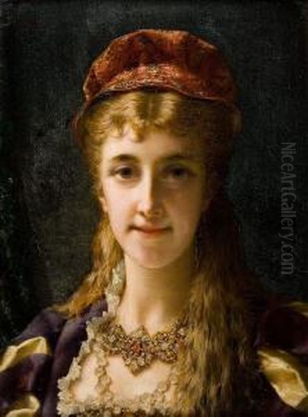 Jeune Fille Au Collier Oil Painting by Jan Frederik Pieter Portielje