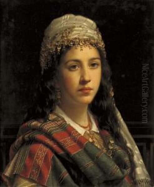 An Elegant Gypsy Oil Painting by Jan Frederik Pieter Portielje