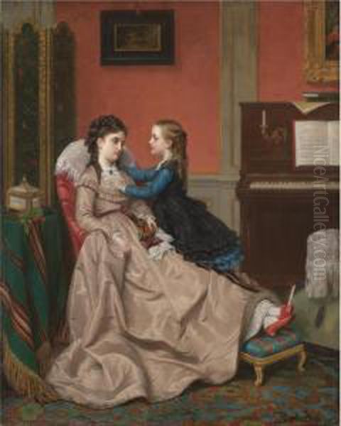 Mother's Darling Oil Painting by Jan Frederik Pieter Portielje