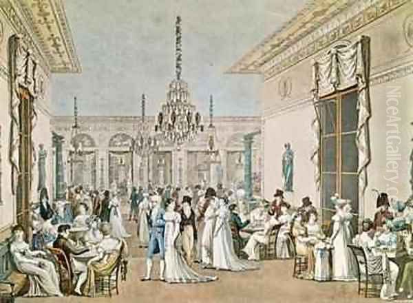 The Cafe Frascati in 1807 Oil Painting by Philibert-Louis Debucourt