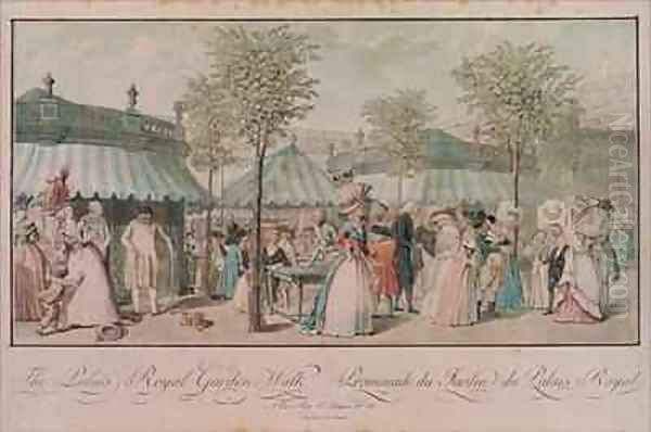 The Palais Royal Garden Walk Oil Painting by Philibert-Louis Debucourt