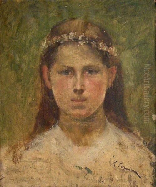 Madchen Mit Blumenkranz Im Haar Oil Painting by Rudolf Possin