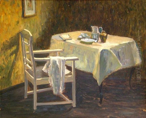 Interieur Mit Gedecktem Tisch Oil Painting by Rudolf Possin