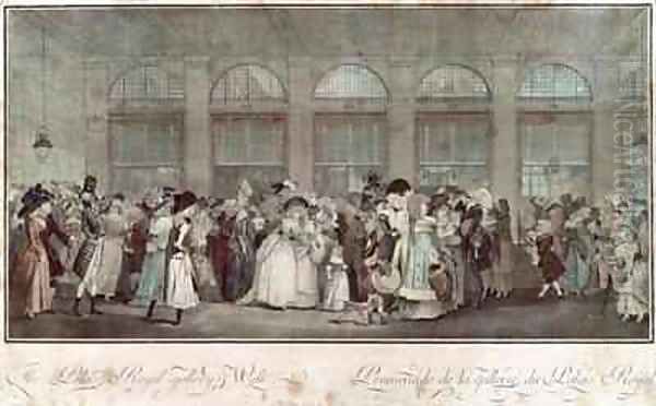 The Palais Royal Gallerys Walk Oil Painting by Philibert-Louis Debucourt