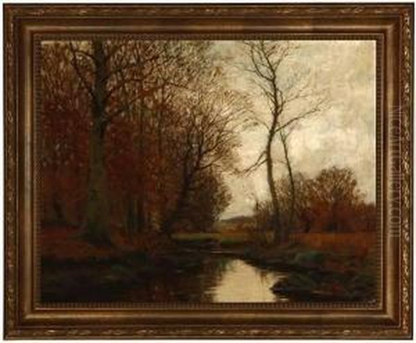 Wooded Landscape Oil Painting by William Merritt Post