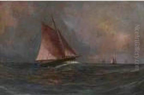 Seascape With Sailboats Oil Painting by William Merritt Post