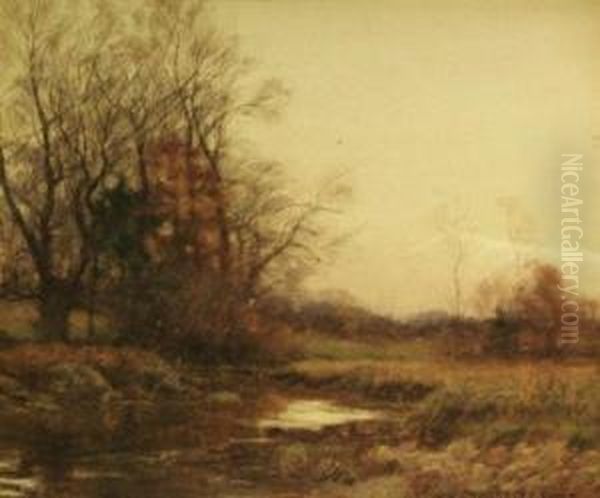 Autumn Landscape With Stream Oil Painting by William Merritt Post