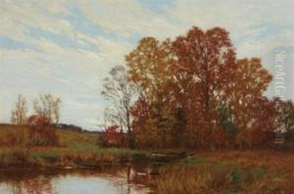 River In An Autumn Landscape by William Merritt Post