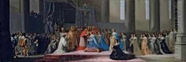 The Coronation Of Marie De Medici On 13th May 1610, At St. Denis Oil Painting by Hendrick Gerritsz. Pot