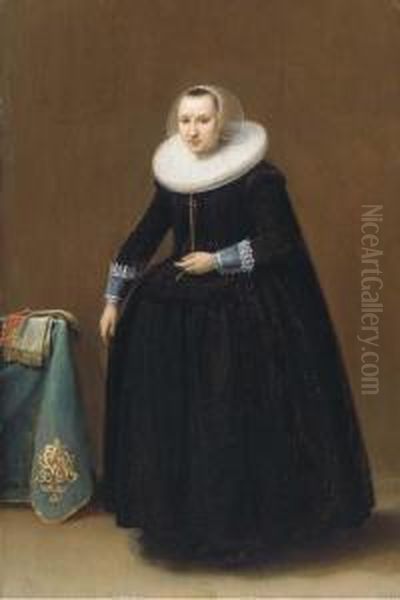 Portrait Of A Lady Oil Painting by Hendrick Gerritsz. Pot