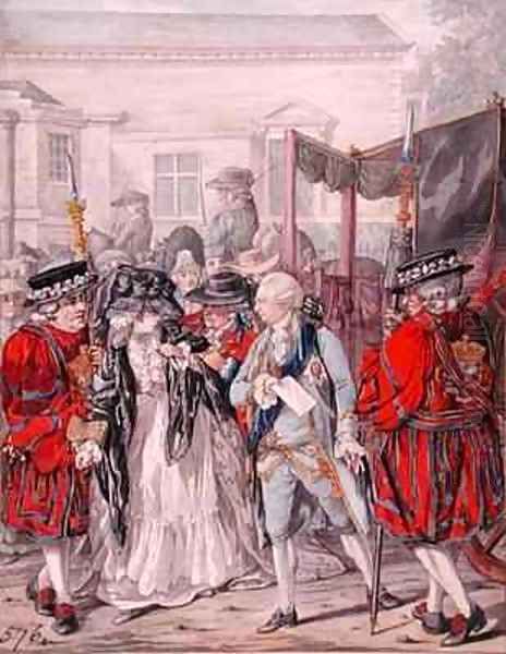 Margaret Nicholson Attempting to Assassinate His Majesty George III 1738-1820 at the Garden Entrance of St Jamess Palace Oil Painting by Robert Dighton