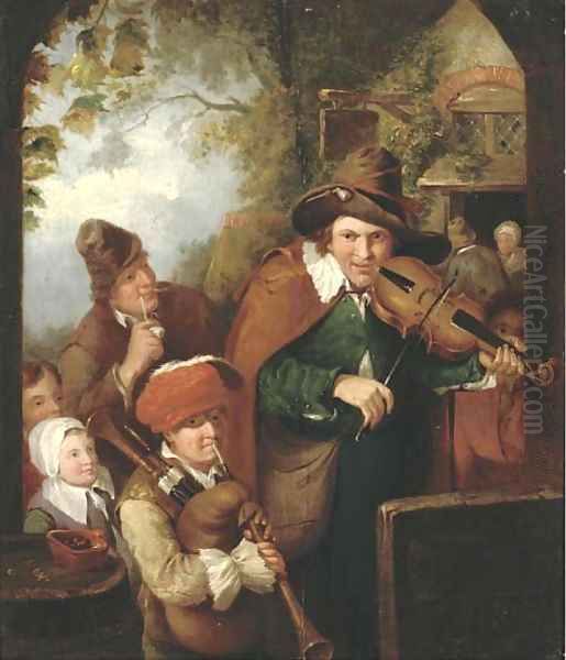 The Wandering Musicians Oil Painting by Christian Wilhelm Ernst Dietrich