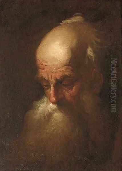 Head of an old man Oil Painting by Christian Wilhelm Ernst Dietrich