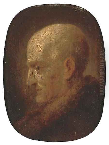 A head of an elderly bearded man Oil Painting by Christian Wilhelm Ernst Dietrich