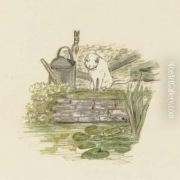 Then He Tried To Find His Way 
Straight Across The Garden, But He Became More And More Puzzled Oil Painting by Helen Beatrix Potter