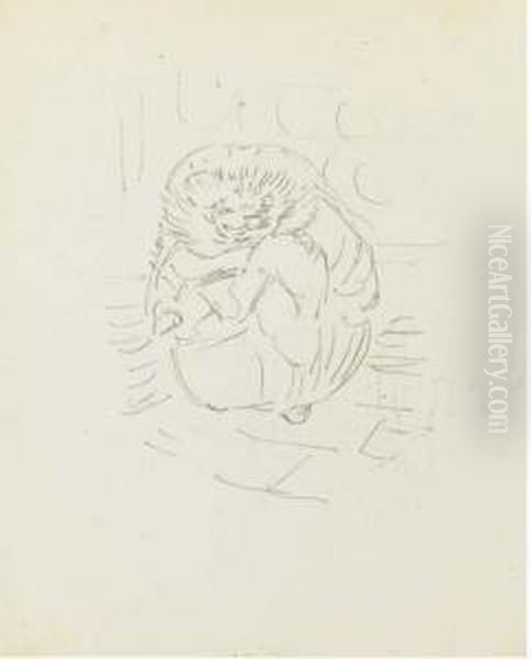 A Preparatory Sketch For The 
Tale Of Mrs. Tiggy-winkle: Mrs. Tiggy-winkle Taking Something Out Of A 
Clothes-basket Oil Painting by Helen Beatrix Potter