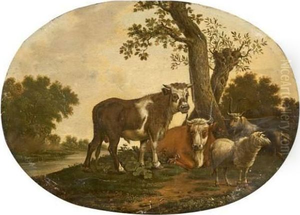 Troupeau Pres D'un Bouquet D'arbres Oil Painting by Paulus Potter