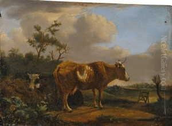 Landschaft Mit Einer Stehenden Und Einer Lagernden Kuh. Oil Painting by Paulus Potter