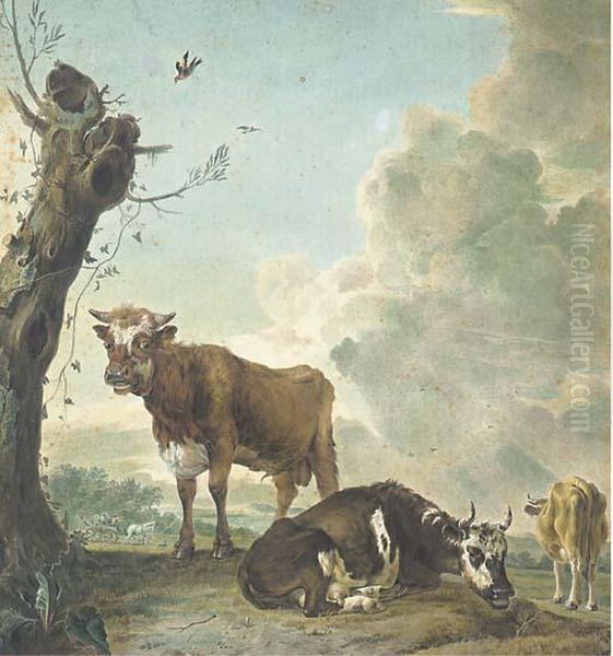 Cattle In A Meadow Oil Painting by Paulus Potter