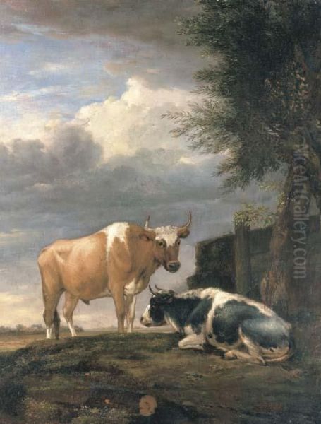 Two Cows In A Landscape by Paulus Potter