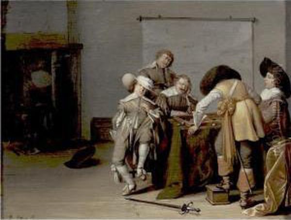 A Guardroom Interior Oil Painting by Pieter Symonsz Potter