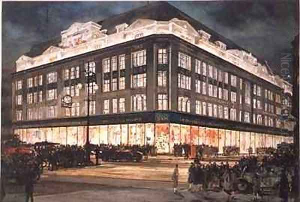 The New Building Bourne and Hollingsworth Oxford Street Oil Painting by Charles Edward Dixon