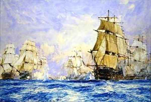 The Blockade of Toulon the Action off Bandol in 1810 Oil Painting by Charles Edward Dixon