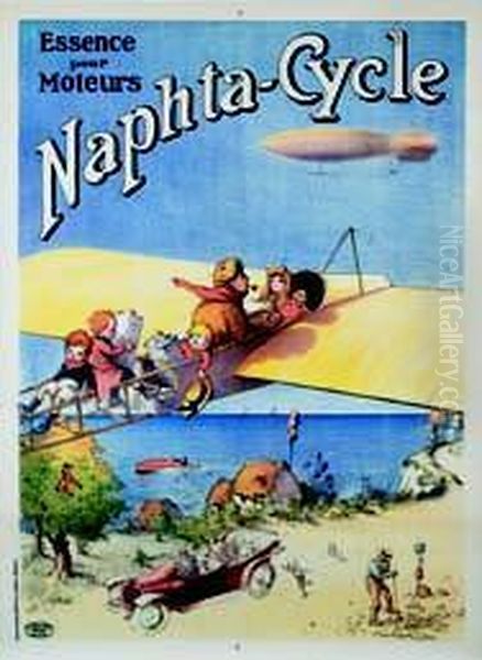 Naphta-cycle Essence Pour Moteur 1911 Oil Painting by Francisque Poulbot