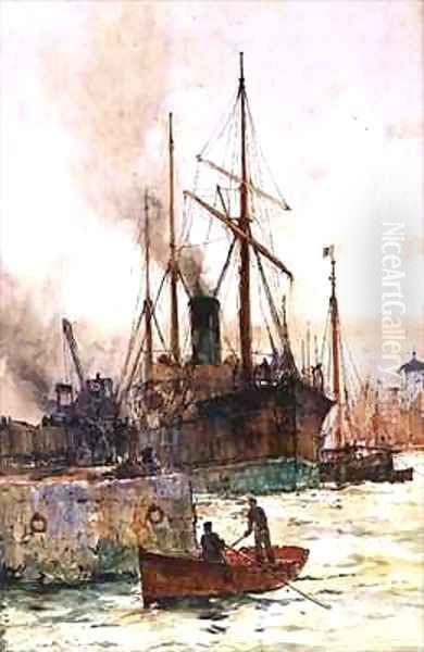 Discharging Coal Oil Painting by Charles Edward Dixon