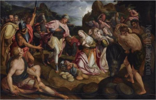 The Meeting Of David And Abigail Oil Painting by Frans Pourbus