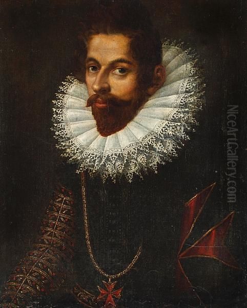 Portrait Of Chevalier De Malte Half Length Oil Painting by Frans Pourbus