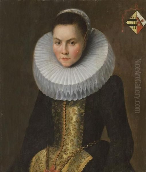 Portrait De Femme A Collerette Blanche Oil Painting by Frans Pourbus