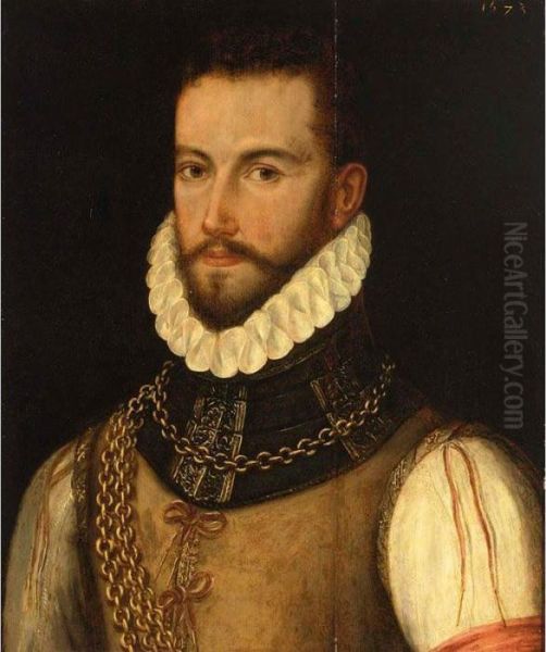 Portrait Of A Bearded Gentleman, Bust Length, With A Ruff Collar Oil Painting by Frans Pourbus