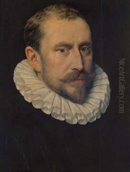 Portrait Of A Bearded Gentleman, Bust-length, With A Ruff Collar Oil Painting by Frans Pourbus