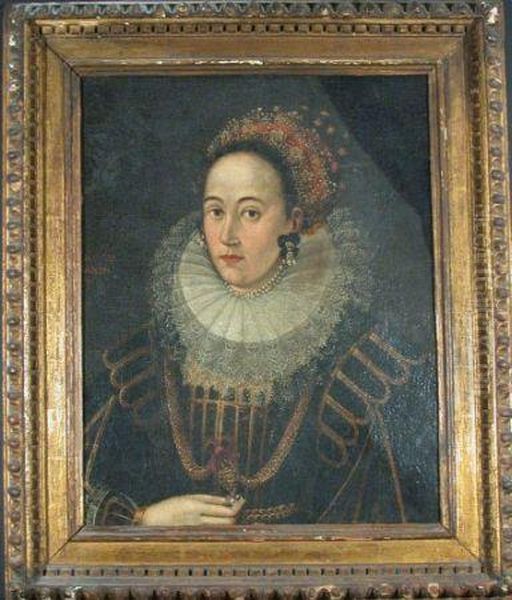 Woman With Lace Ruff Oil Painting by Frans Pourbus