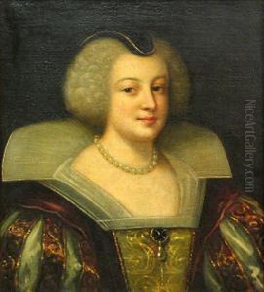 A Portrait Of Marie De Medicis, Queen Of France Oil Painting by Frans Pourbus the younger