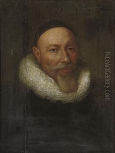 Portrait Of A Gentleman, Bust-length, In A Black Cap And Whiteruff Oil Painting by Frans Pourbus the younger