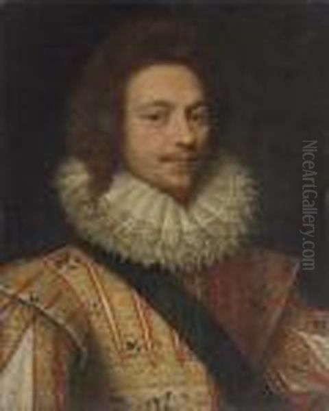 Portrait Of A Knight Of The 
Ordre Du Saint-esprit, Bust-length, In An Embroidered Doublet With The 
Riband Of The Order, And A Ruff Oil Painting by Frans Pourbus the younger