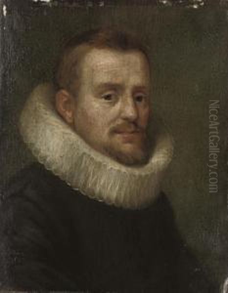 Portrait Of A Gentleman, Small Bust-length, In A Black Coat And White Ruff Oil Painting by Frans Pourbus the younger