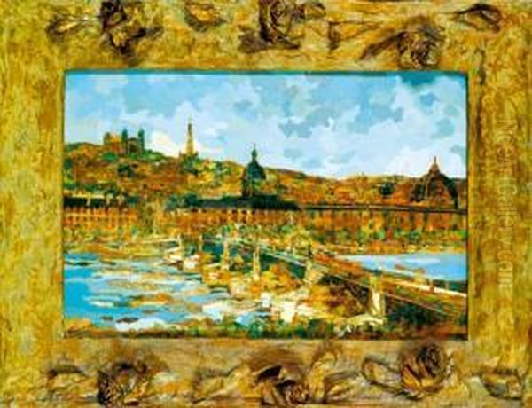 Vue De Lyon Oil Painting by Leon Pourtau