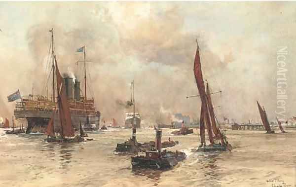 Below Tilbury Oil Painting by Charles Edward Dixon