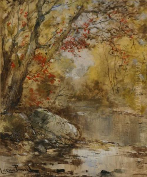 Rock Creek Woodland Scene Oil Painting by Lucien Whiting Powell